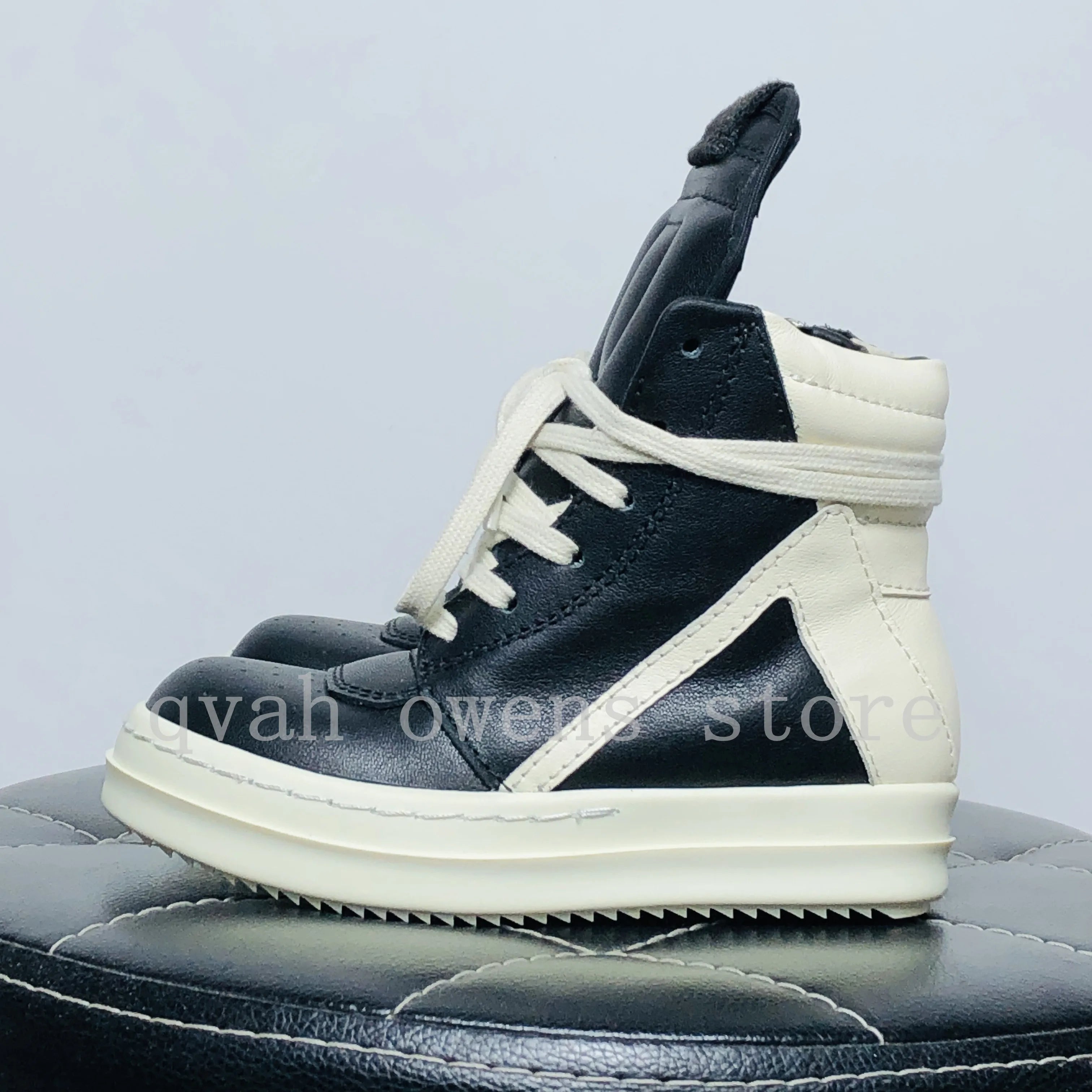 Kids High-Top Leather Sneakers Lace-Up Casual Boots