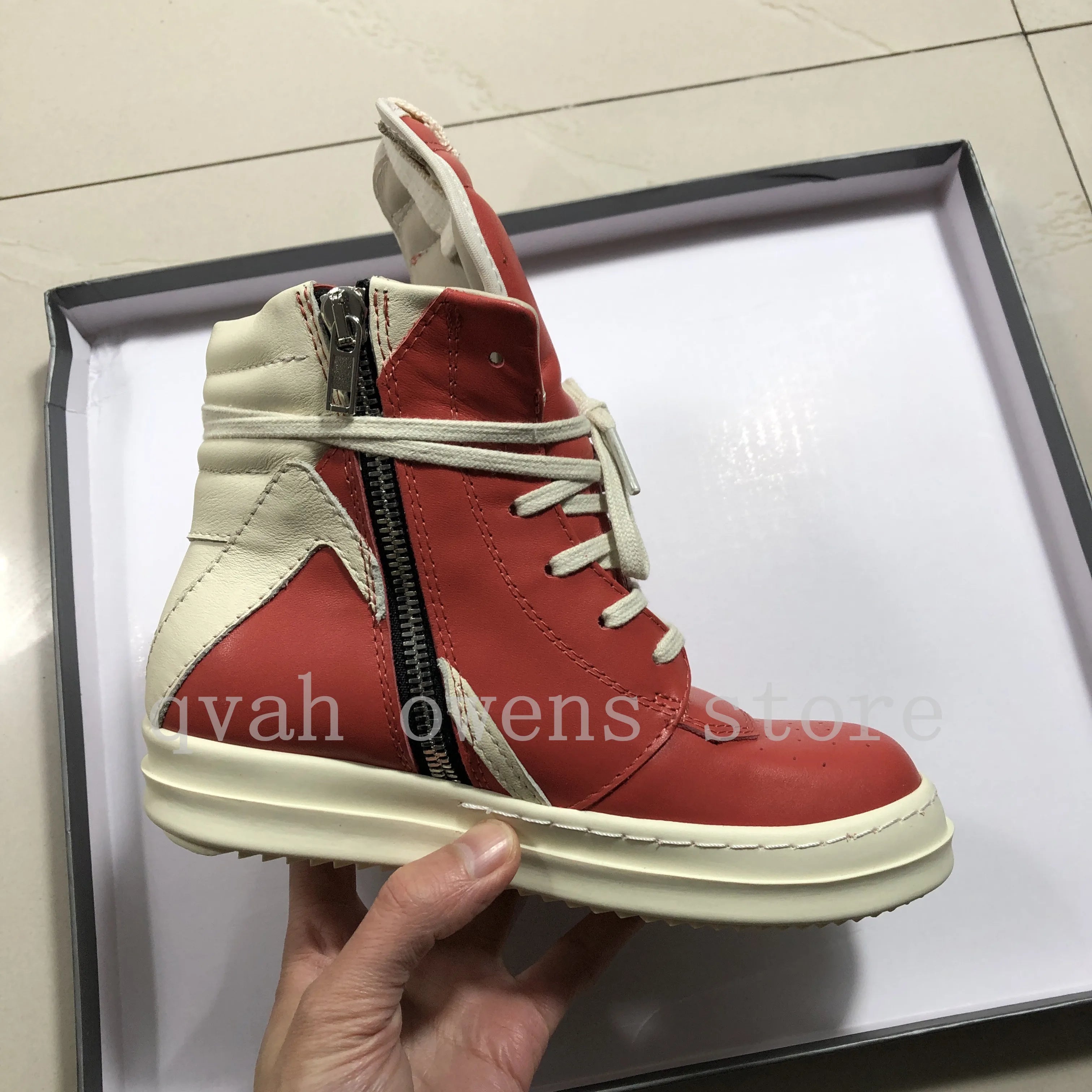 Kids High-Top Leather Sneakers Lace-Up Casual Boots