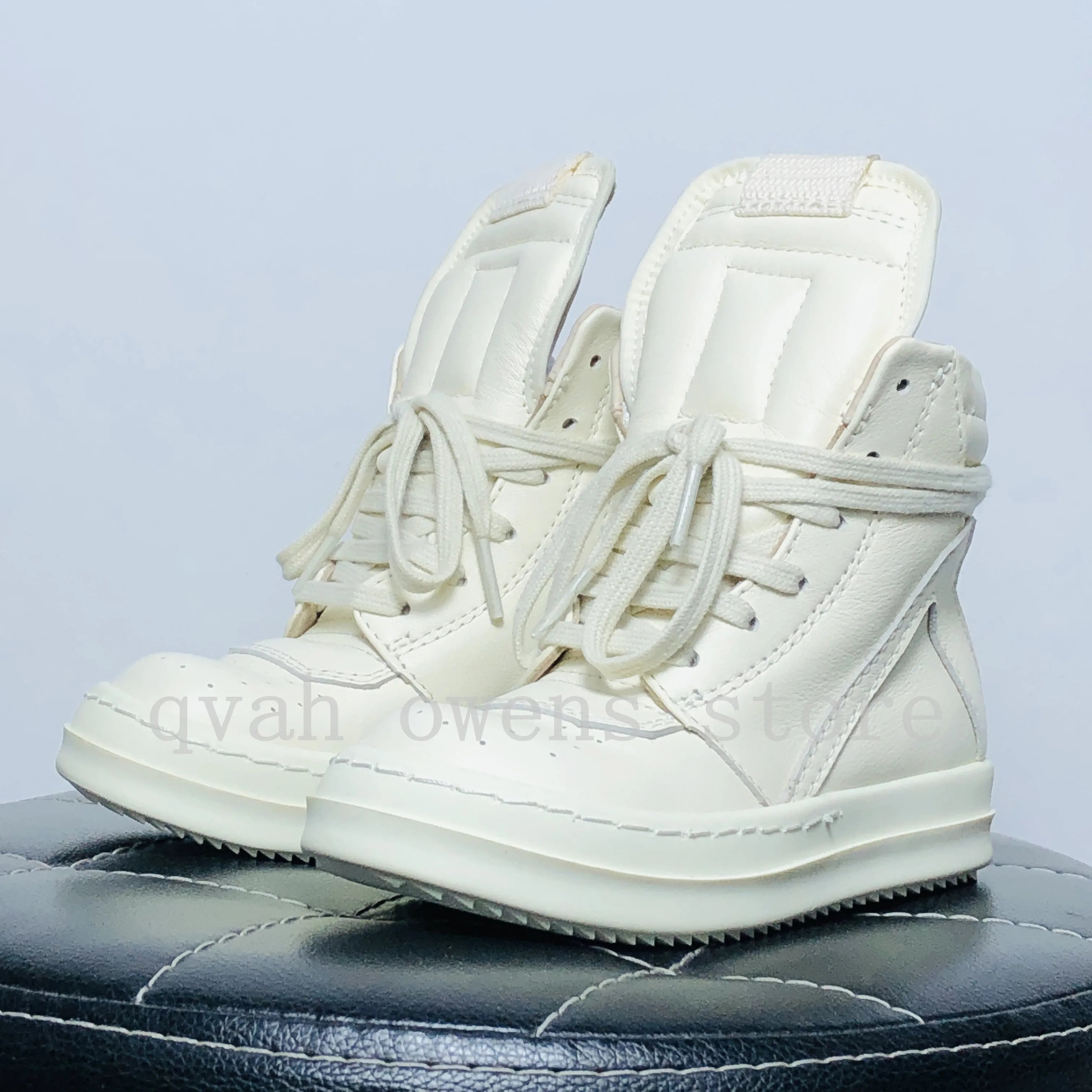 Kids High-Top Leather Sneakers Lace-Up Casual Boots