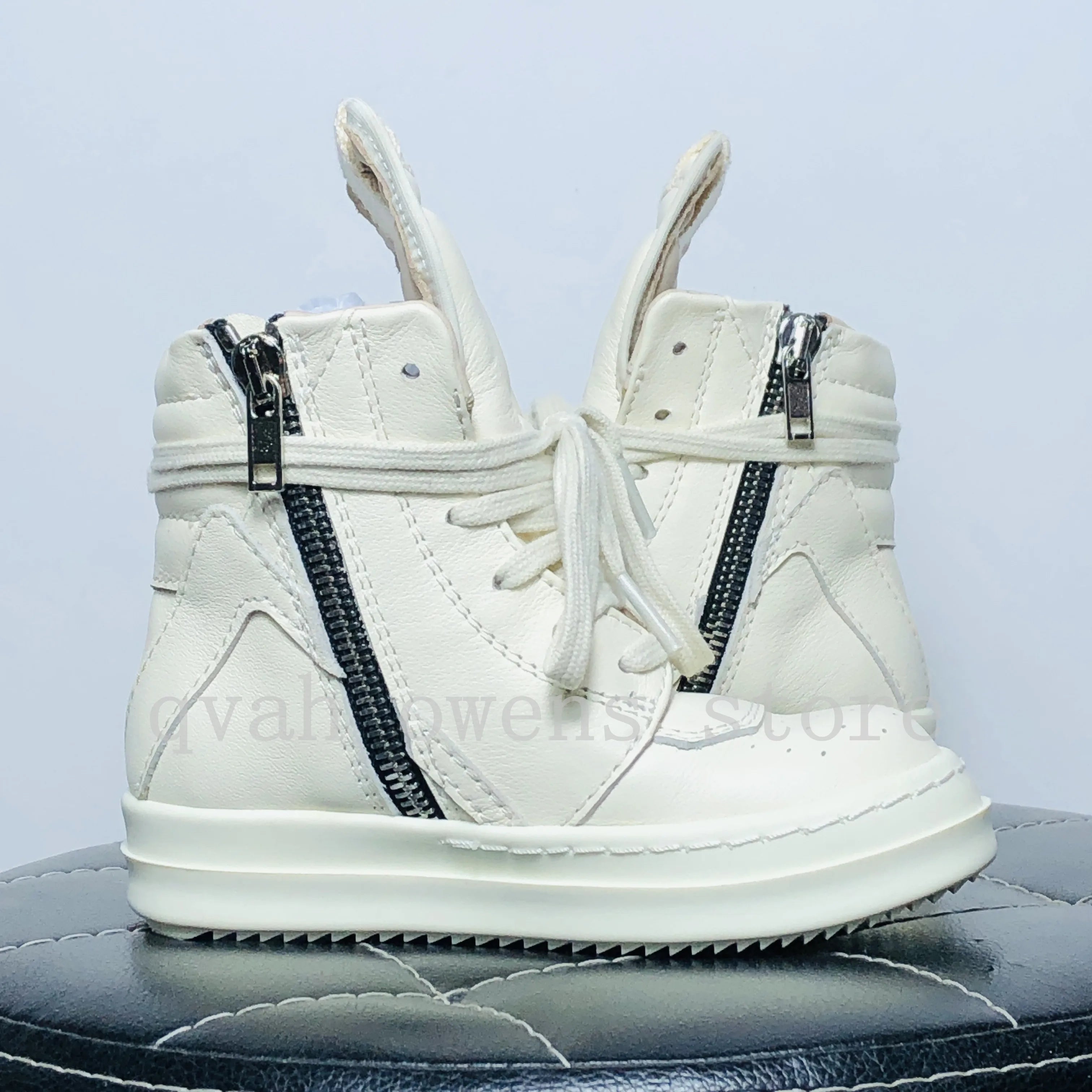 Kids High-Top Leather Sneakers Lace-Up Casual Boots