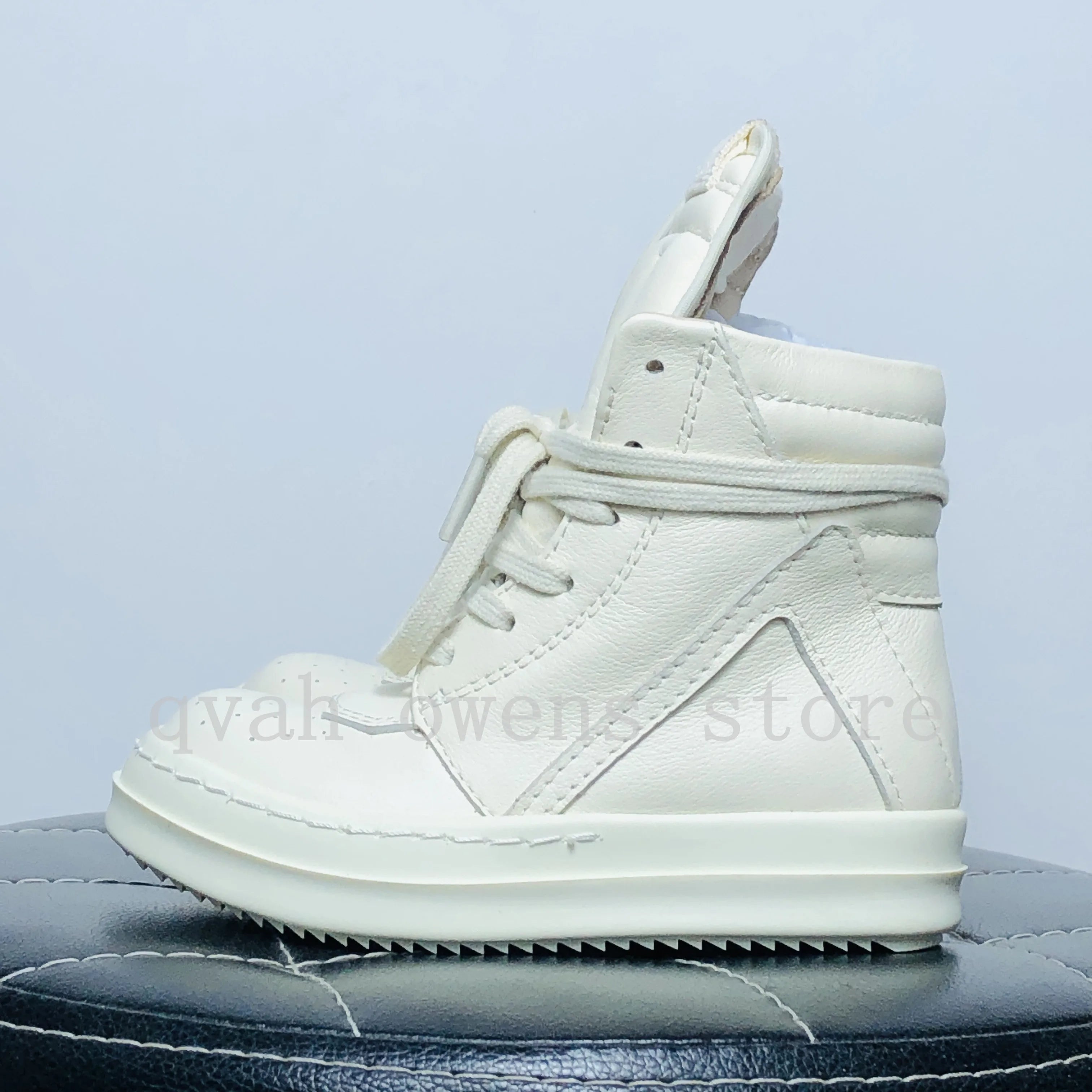 Kids High-Top Leather Sneakers Lace-Up Casual Boots