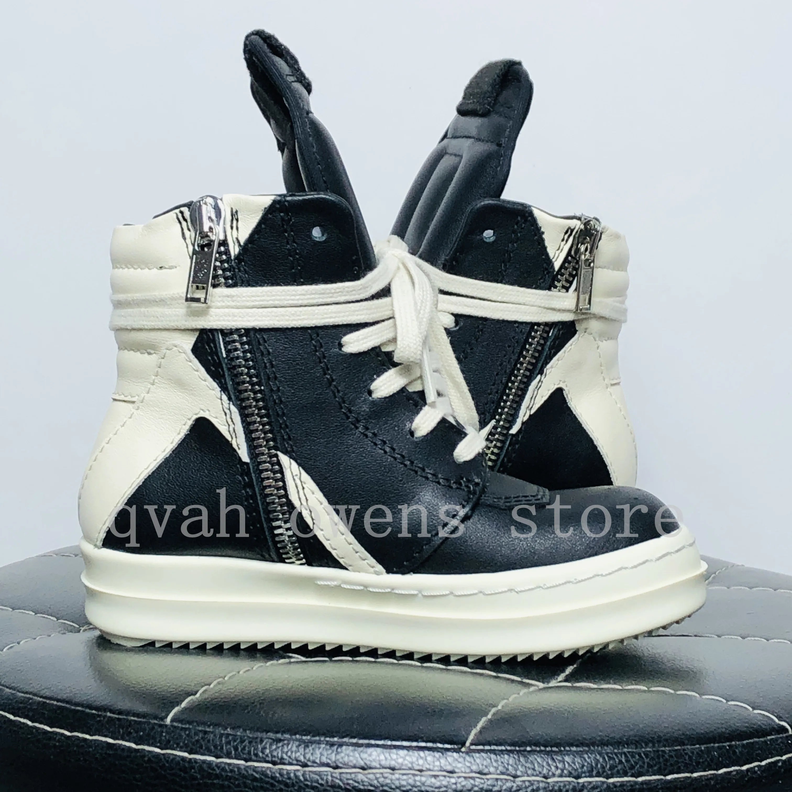 Kids High-Top Leather Sneakers Lace-Up Casual Boots