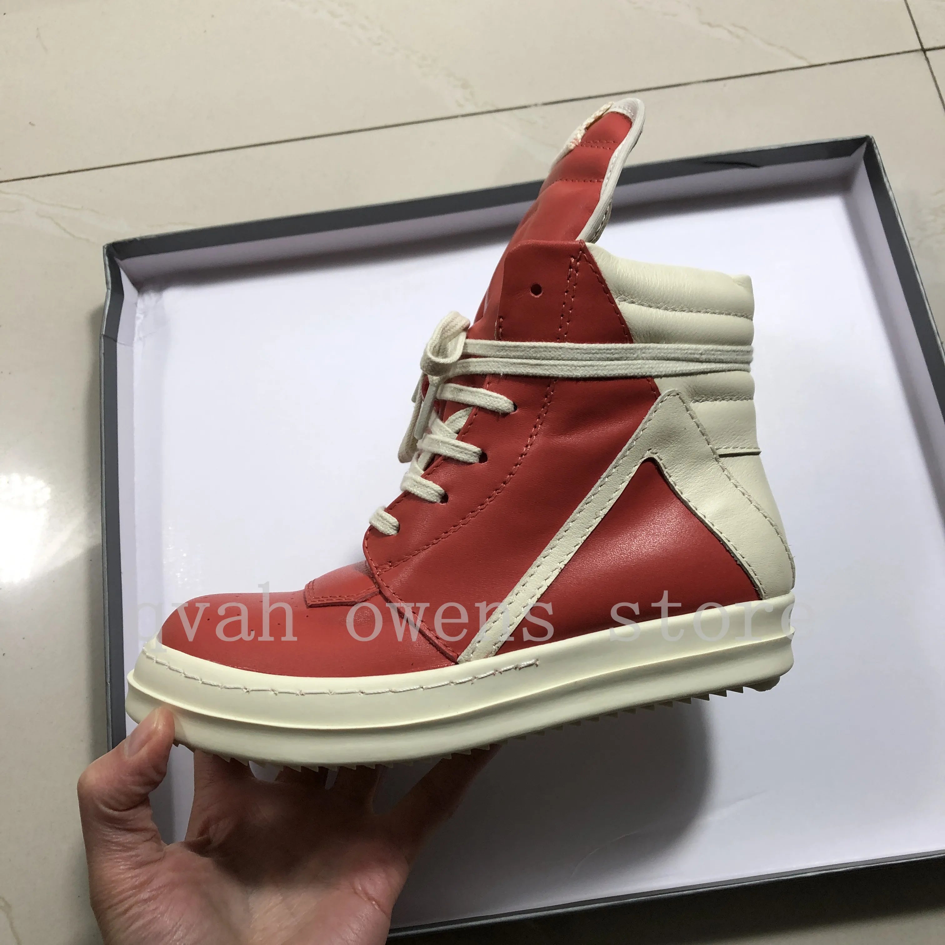 Kids High-Top Leather Sneakers Lace-Up Casual Boots
