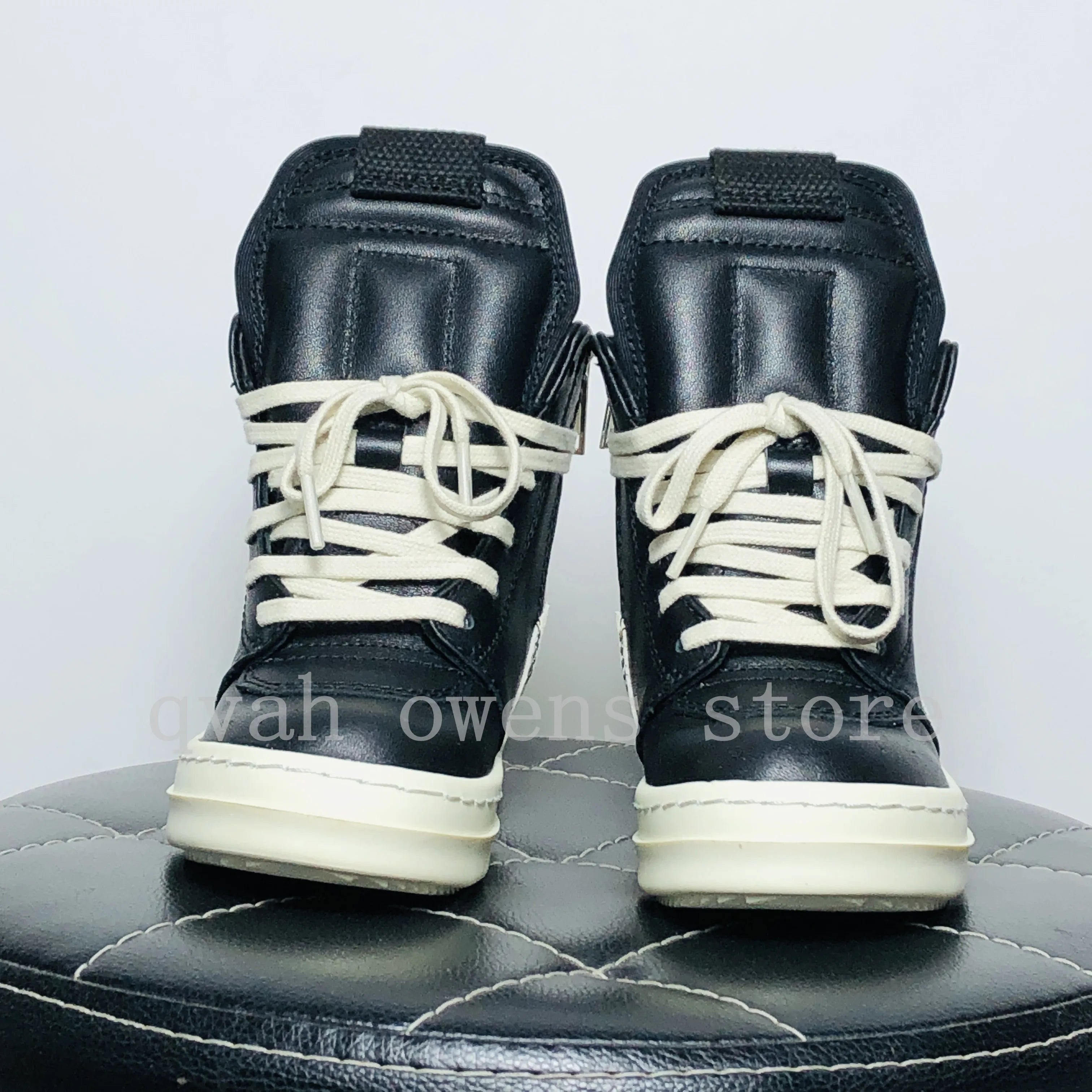 Kids High-Top Leather Sneakers Lace-Up Casual Boots